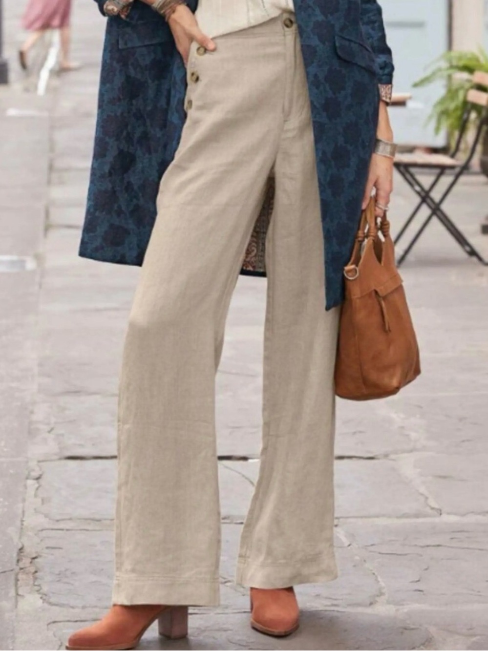 Sundance Oaklee Easy Pants Linen Wide Leg Beige Size 16